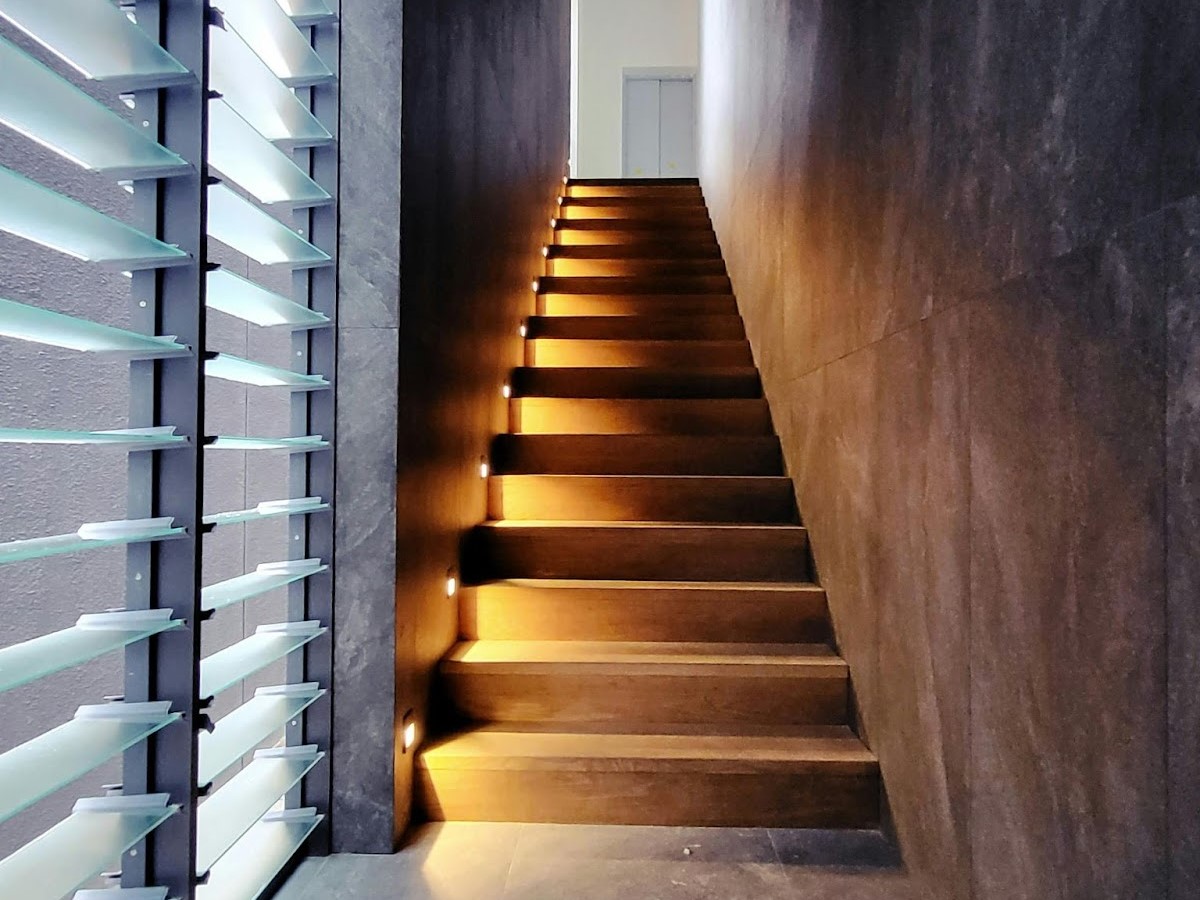 A_long_staircase_with_light_time_switches